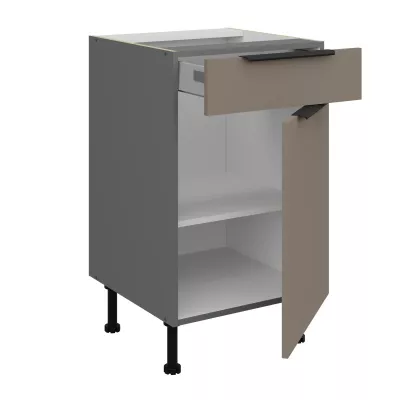 LUNARA Unterschrank mit Schublade – Breite 50 cm, Dunkelbeige/Anthrazit