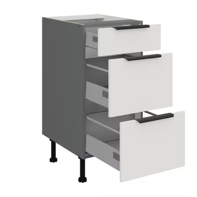 Küchenschrank mit Schubladen LUNARA – Breite 40 cm, weiß/anthrazit