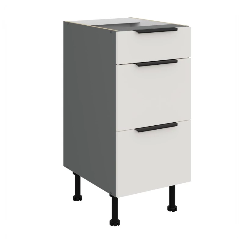 Küchenschrank mit Schubladen LUNARA – Breite 40 cm, weiß/anthrazit