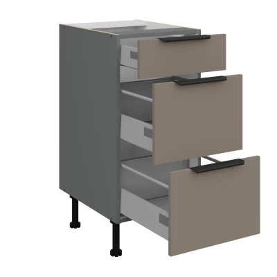 Küchenschrank mit Schubladen LUNARA – Breite 40 cm, Dunkelbeige/Anthrazit