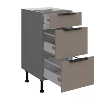 Küchenschrank mit Schubladen LUNARA – Breite 40 cm, Dunkelbeige/Anthrazit