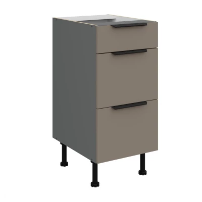 Küchenschrank mit Schubladen LUNARA – Breite 40 cm, Dunkelbeige/Anthrazit