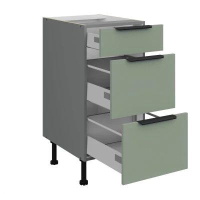 Küchenschrank mit Schubladen LUNARA – Breite 40 cm, Grün/Anthrazit
