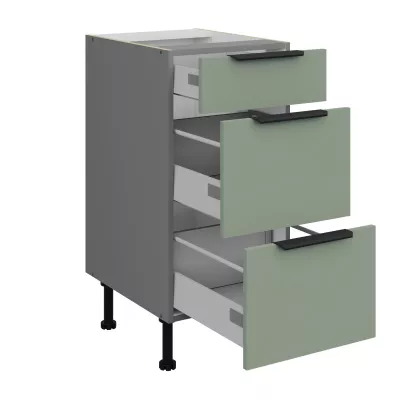 Küchenschrank mit Schubladen LUNARA – Breite 40 cm, Grün/Anthrazit