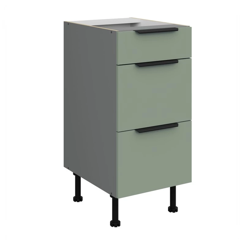 Küchenschrank mit Schubladen LUNARA – Breite 40 cm, Grün/Anthrazit