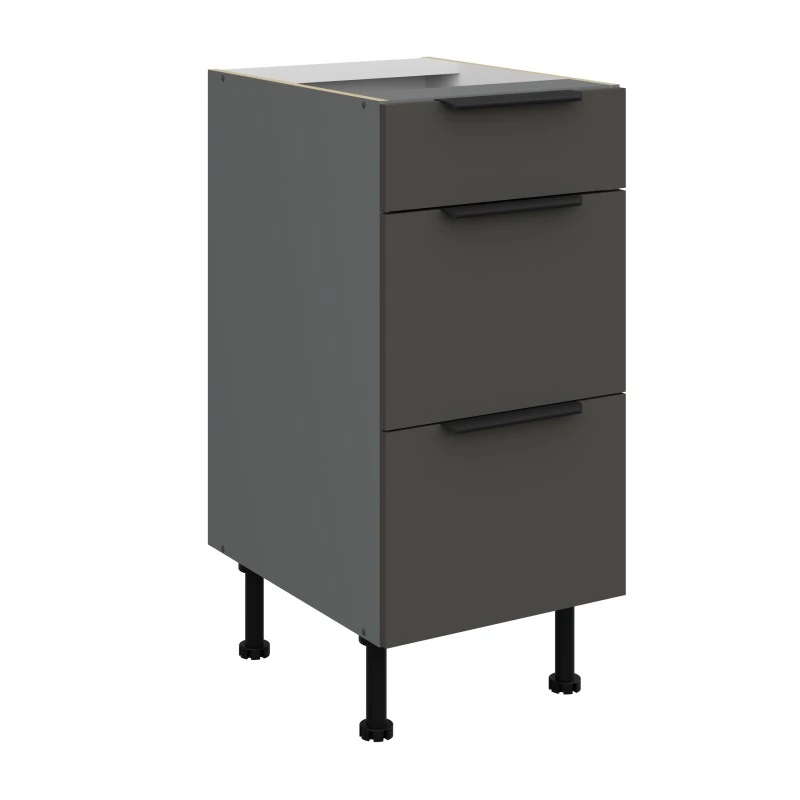 Küchenschrank mit Schubladen LUNARA – Breite 40 cm, Graphit/Anthrazit