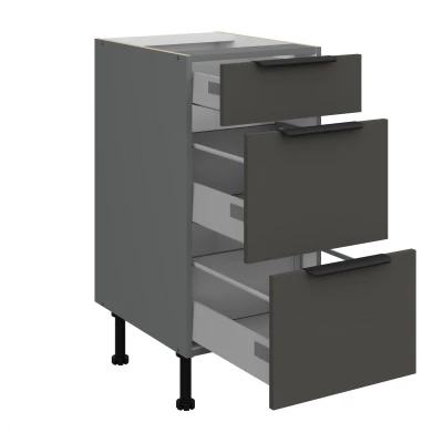 Küchenschrank mit Schubladen LUNARA – Breite 40 cm, Graphit/Anthrazit