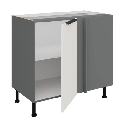 Verlängerter Eckschrank LUNARA – Breite 90 cm, Weiß/Anthrazit