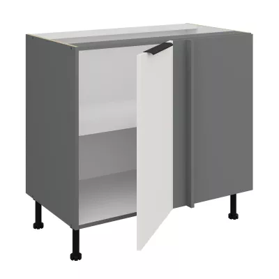 Verlängerter Eckschrank LUNARA – Breite 90 cm, Weiß/Anthrazit