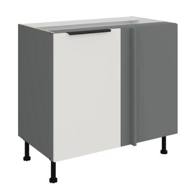 Verlängerter Eckschrank LUNARA – Breite 90 cm, Weiß/Anthrazit