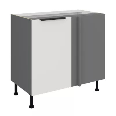Verlängerter Eckschrank LUNARA – Breite 90 cm, Weiß/Anthrazit