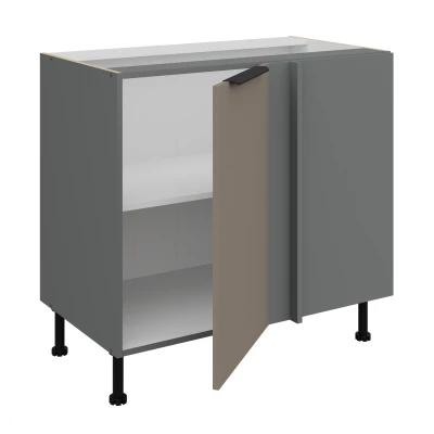 Verlängerter Eckschrank LUNARA – Breite 90 cm, Dunkelbeige/Anthrazit