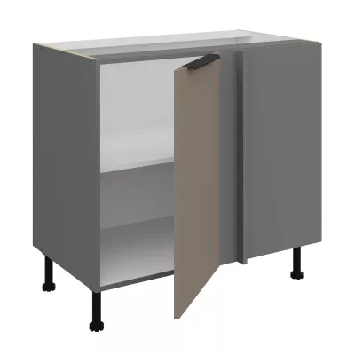 Verlängerter Eckschrank LUNARA – Breite 90 cm, Dunkelbeige/Anthrazit