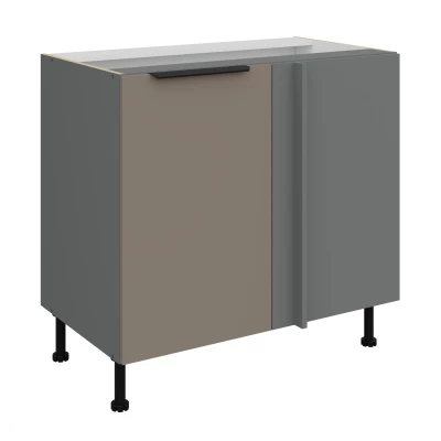 Verlängerter Eckschrank LUNARA – Breite 90 cm, Dunkelbeige/Anthrazit
