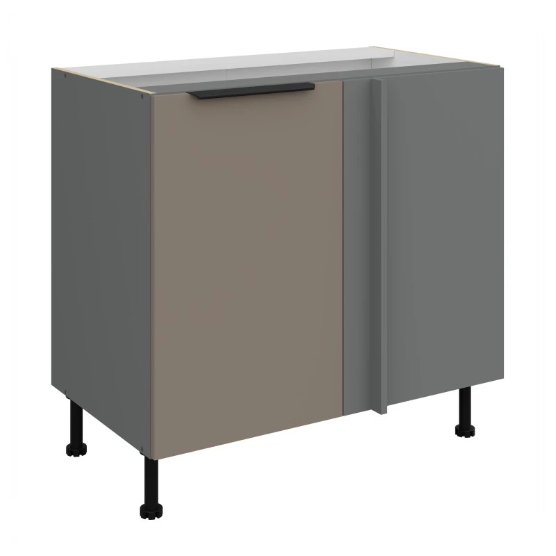 Verlängerter Eckschrank LUNARA – Breite 90 cm, Dunkelbeige/Anthrazit