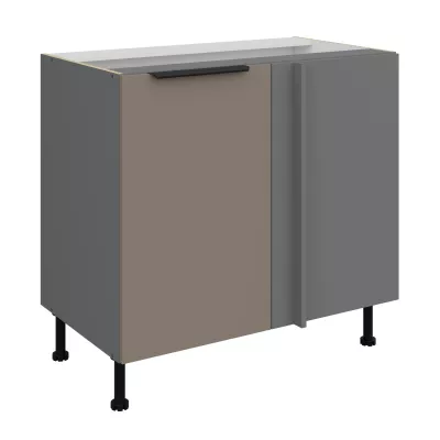 Verlängerter Eckschrank LUNARA – Breite 90 cm, Dunkelbeige/Anthrazit