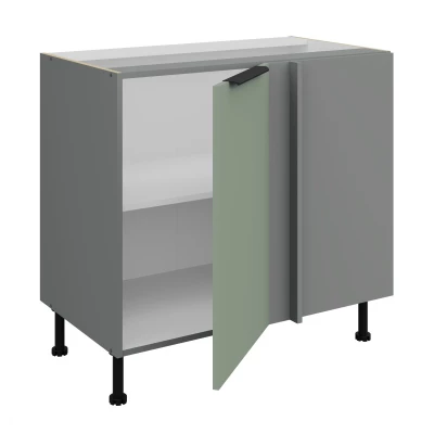 Verlängerter Eckschrank LUNARA – Breite 90 cm, Grün/Anthrazit