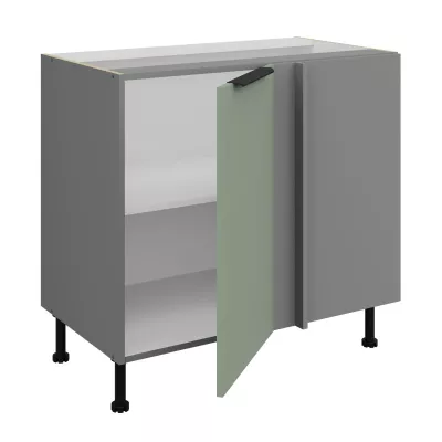 Verlängerter Eckschrank LUNARA – Breite 90 cm, Grün/Anthrazit