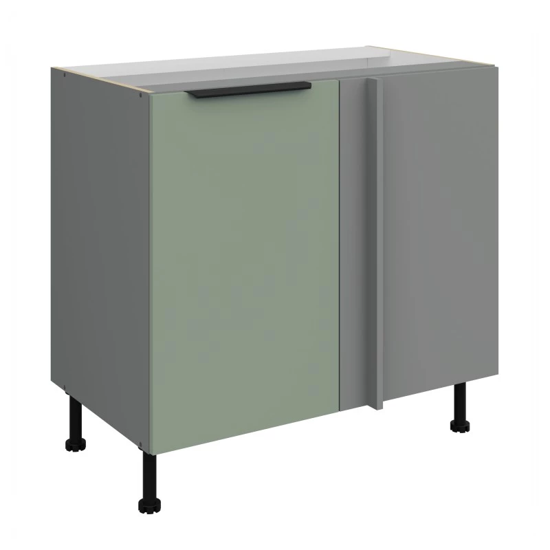 Verlängerter Eckschrank LUNARA – Breite 90 cm, Grün/Anthrazit