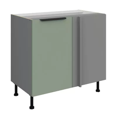 Verlängerter Eckschrank LUNARA – Breite 90 cm, Grün/Anthrazit