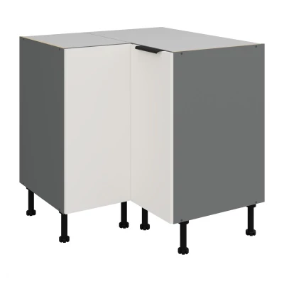LUNARA Eckunterschrank – 90 x 90 cm, weiß/anthrazit