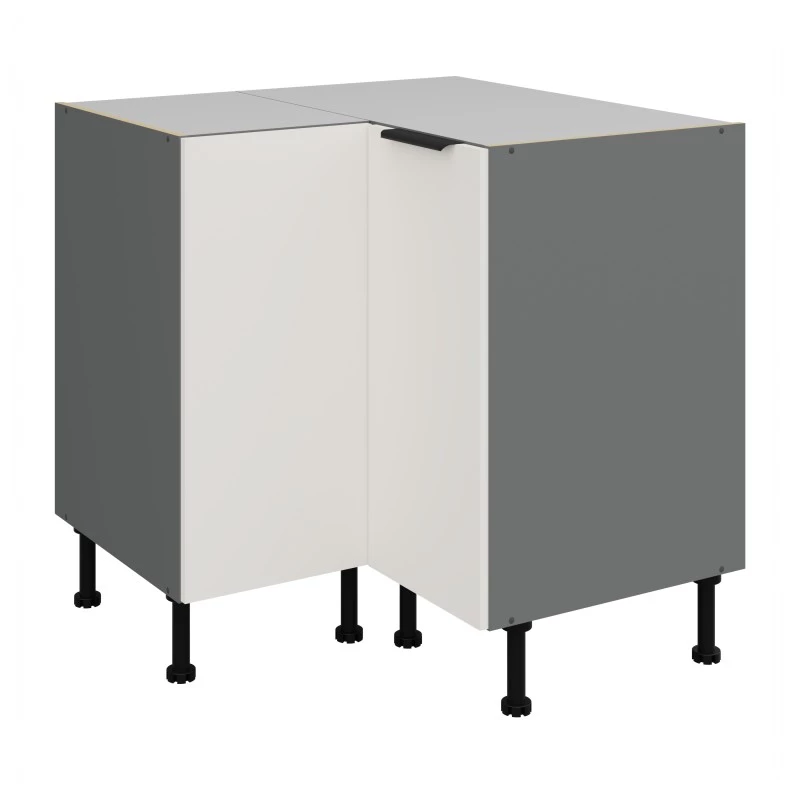 LUNARA Eckunterschrank – 90 x 90 cm, weiß/anthrazit