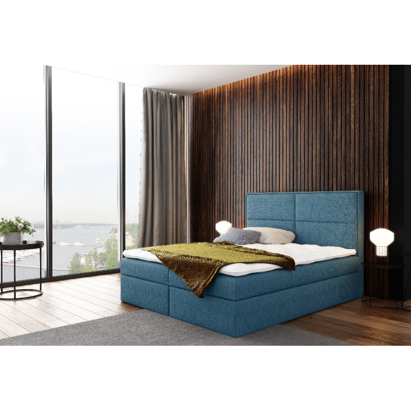 Polsterbett, Graublau, 200 + gratis Matratzenauflage