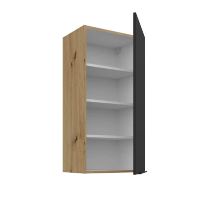 Hoher Wandschrank LUNARA – Breite 45 cm, Schwarz/Eiche (Artisan).