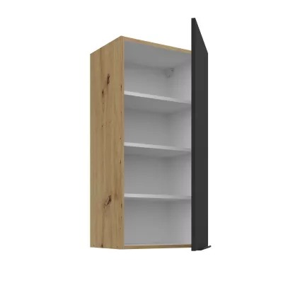 Hoher Wandschrank LUNARA – Breite 45 cm, Schwarz/Eiche (Artisan).