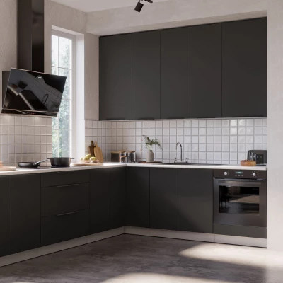 Hoher Wandschrank LUNARA – Breite 45 cm, schwarz/weiß