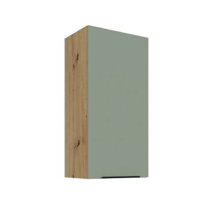Hoher Wandschrank LUNARA – Breite 45 cm, grün/Eiche (handwerklich)