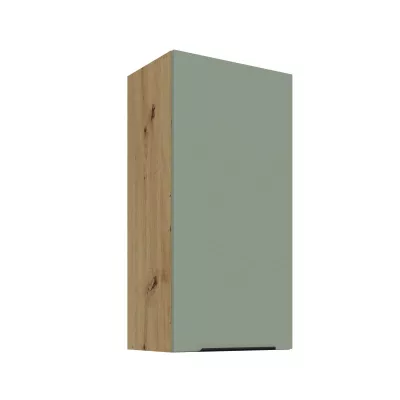 Hoher Wandschrank LUNARA – Breite 45 cm, grün/Eiche (handwerklich)