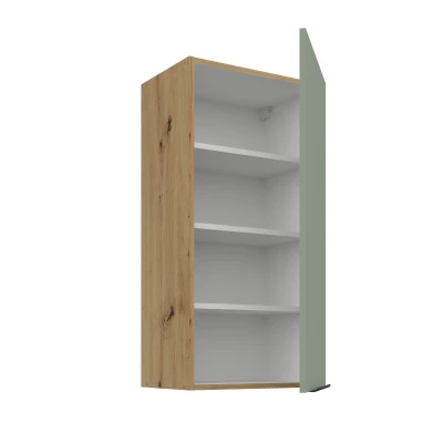 Hoher Wandschrank LUNARA – Breite 45 cm, grün/Eiche (handwerklich)