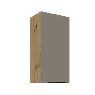 Hoher Wandschrank LUNARA – Breite 45 cm, Dunkelbeige/Eiche handwerklich gefertigt