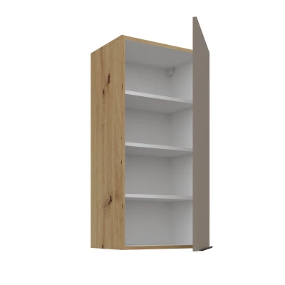 Hoher Wandschrank LUNARA – Breite 45 cm, Dunkelbeige/Eiche handwerklich gefertigt