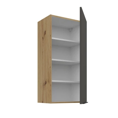 Hoher Wandschrank LUNARA – Breite 45 cm, Graphit/Eiche (Artisan).