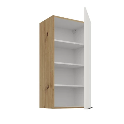 Hoher Wandschrank LUNARA – Breite 45 cm, Weiß/Eiche (handwerklich)