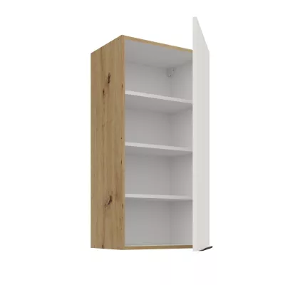 Hoher Wandschrank LUNARA – Breite 45 cm, Weiß/Eiche (handwerklich)