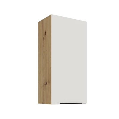 Hoher Wandschrank LUNARA – Breite 45 cm, Weiß/Eiche (handwerklich)