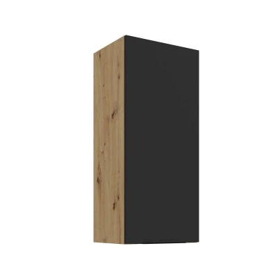 Hoher Wandschrank LUNARA – Breite 40 cm, Schwarz/Eiche (Artisan).