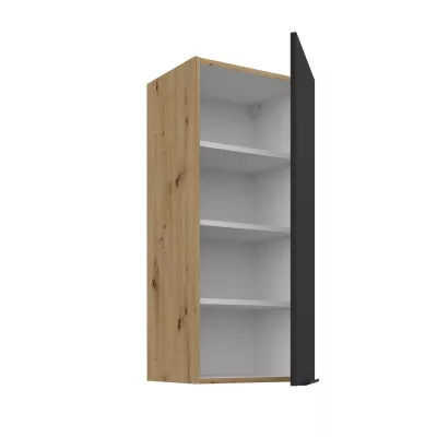 Hoher Wandschrank LUNARA – Breite 40 cm, Schwarz/Eiche (Artisan).