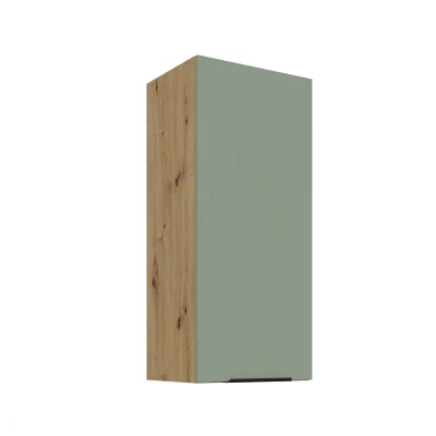 Hoher Wandschrank LUNARA – Breite 40 cm, grün/Eiche (handwerklich)