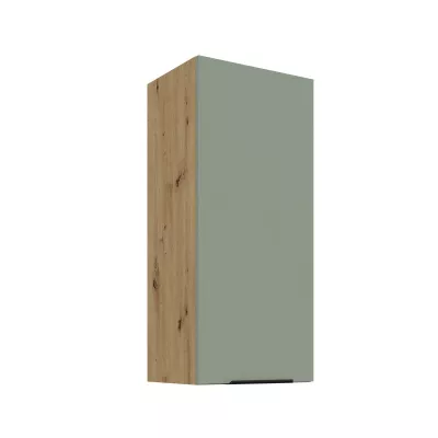 Hoher Wandschrank LUNARA – Breite 40 cm, grün/Eiche (handwerklich)