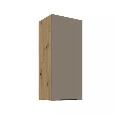Hoher Wandschrank LUNARA – Breite 40 cm, Dunkelbeige/Eiche handwerklich gefertigt