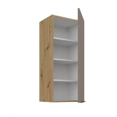 Hoher Wandschrank LUNARA – Breite 40 cm, Dunkelbeige/Eiche handwerklich gefertigt
