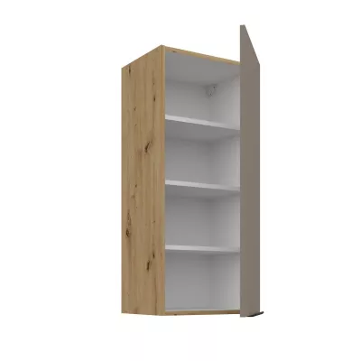 Hoher Wandschrank LUNARA – Breite 40 cm, Dunkelbeige/Eiche handwerklich gefertigt