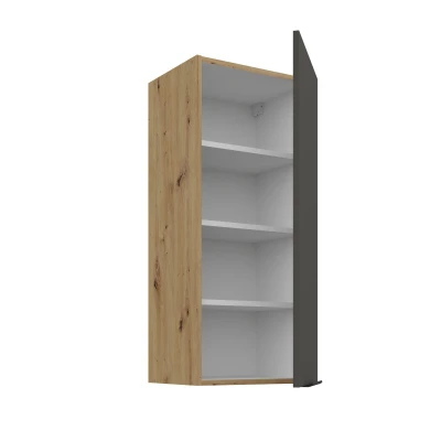 Hoher Wandschrank LUNARA – Breite 40 cm, Graphit/Eiche (handwerklich gefertigt)