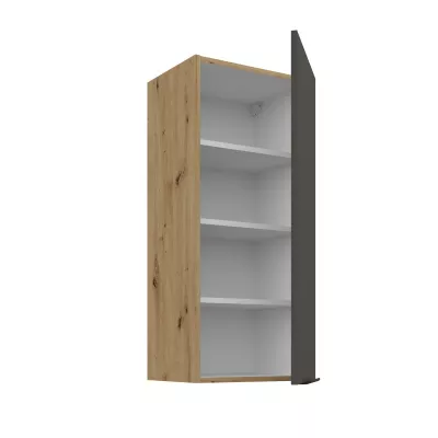 Hoher Wandschrank LUNARA – Breite 40 cm, Graphit/Eiche (handwerklich gefertigt)