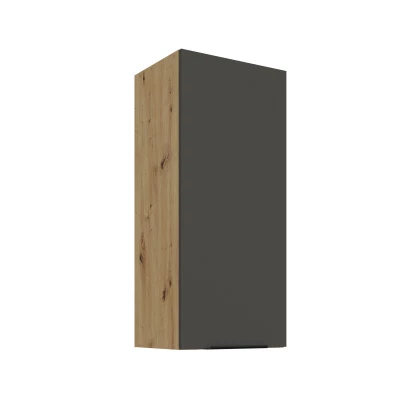 Hoher Wandschrank LUNARA – Breite 40 cm, Graphit/Eiche (handwerklich gefertigt)