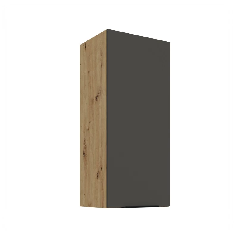 Hoher Wandschrank LUNARA – Breite 40 cm, Graphit/Eiche (handwerklich gefertigt)